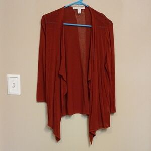 Open-Front Draped Cardigan in Rust